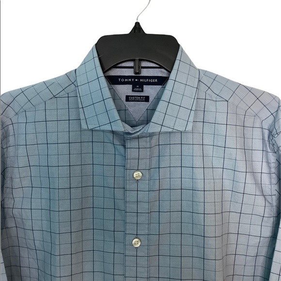 Tommy Hilfiger M Medium 38 - 40 Button Front Shirt Plaid Square Blue Casual NWOT - Picture 4 of 8